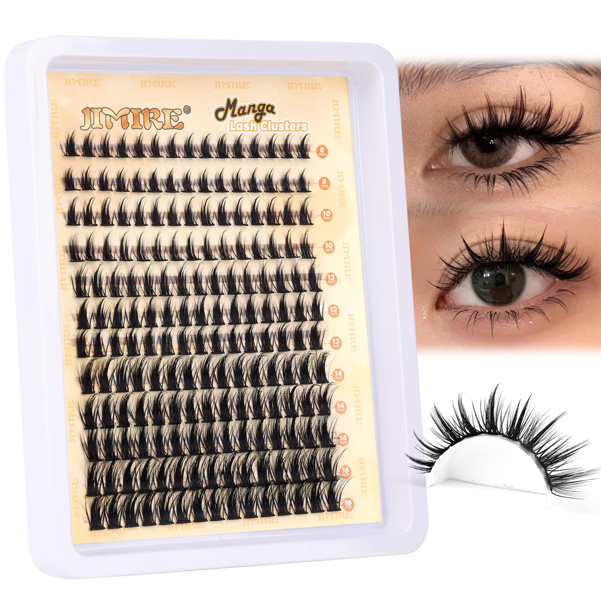 JIMIRE Natural Lash Clusters Extensions Pour Femmes Anime Écils Oculaires D Coulisse 8-16MM Écils Oculaires Gourpons Ind