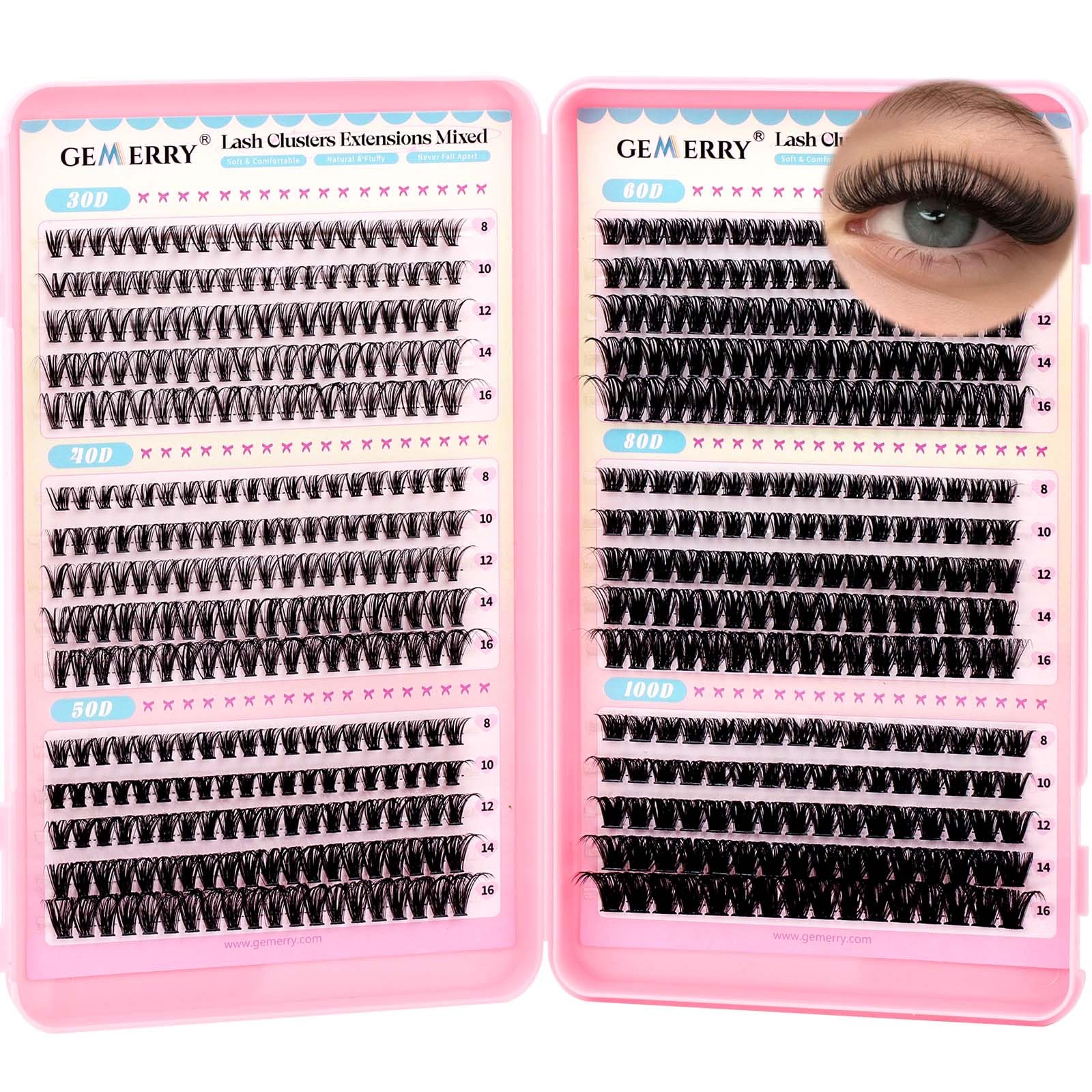 GEMERRY Lash Clusters 600PCS Value Pack - Soft & Lightweight for Daily Wear (8-16mm)